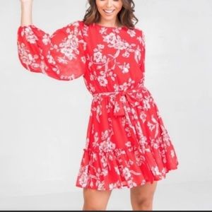 Flying Tomato Red Floral Dress